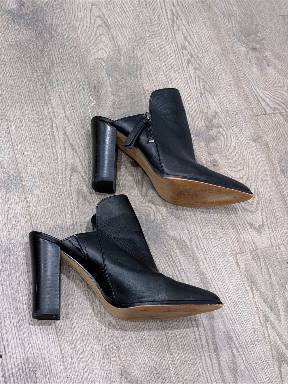 Rebecca Minkoff Black Pointed-Toe Block Heel Booties